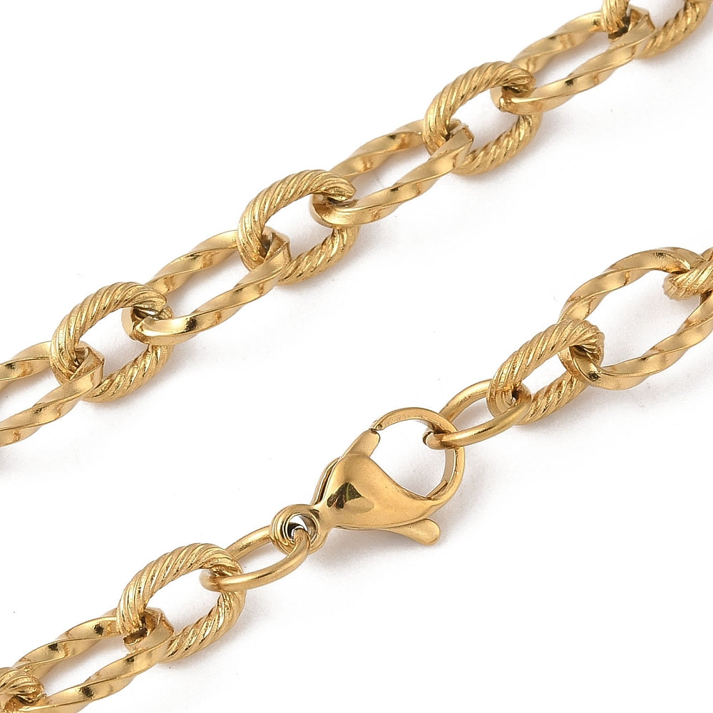 Collier acier inoxydable moyenne maille thrombone or