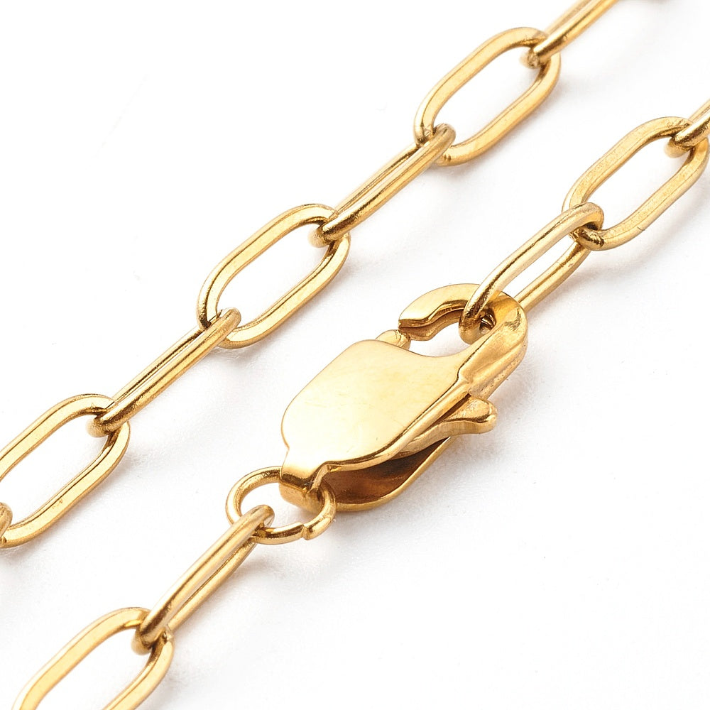 Collier acier inoxydable maille thrombone or