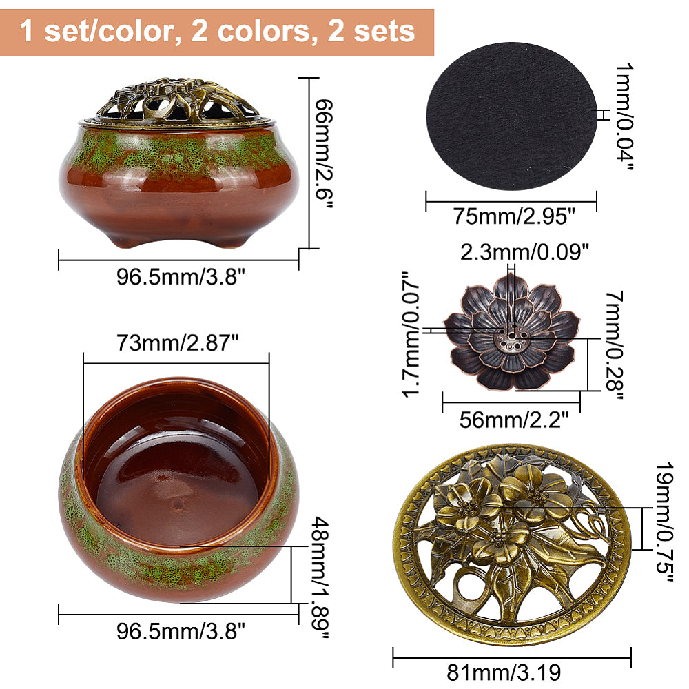 Porte encens lotus et boite en porcelaine