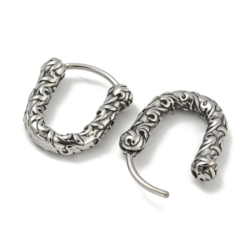 Boucle d'oreille mixte ovale texturé vendu à l'unité