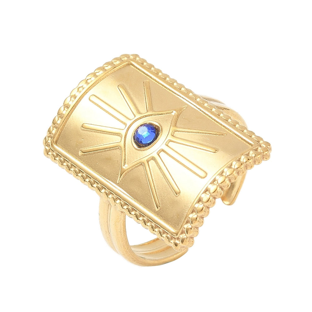 Bague protection mauvais oeil strass