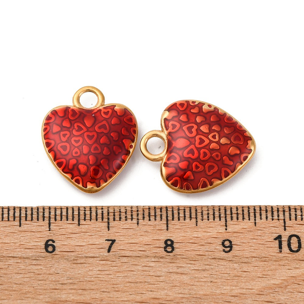 Charm coeur émaillé rouge