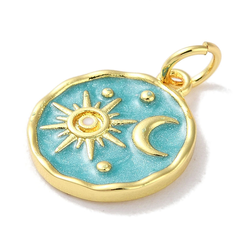 Charm lune et soleil ovale - coloré
