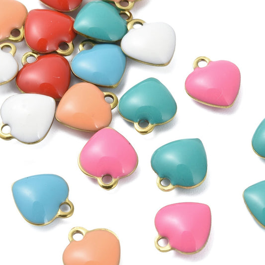 Charm cœur emailé - coloré
