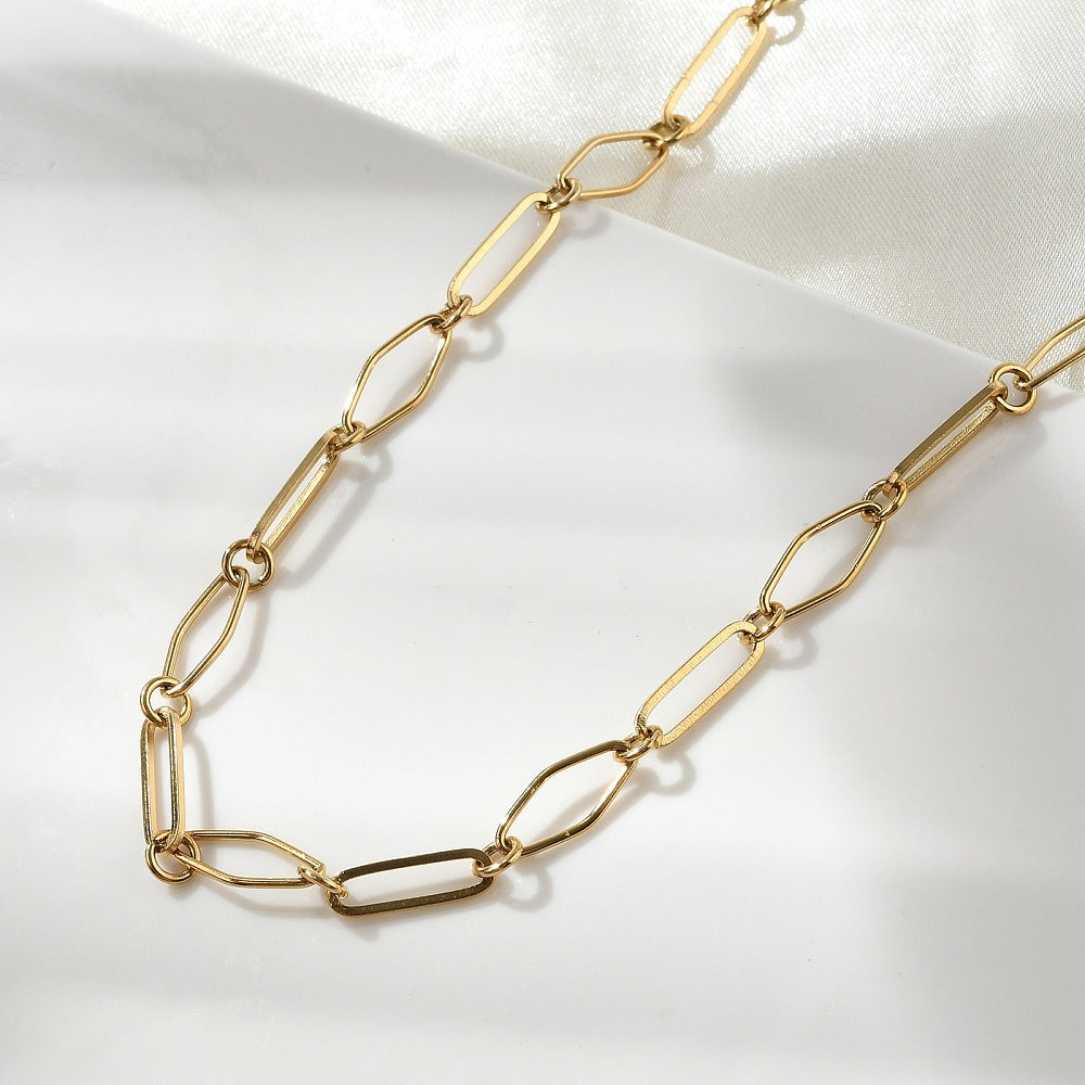 Collier acier inoxydable maille ovale et losange