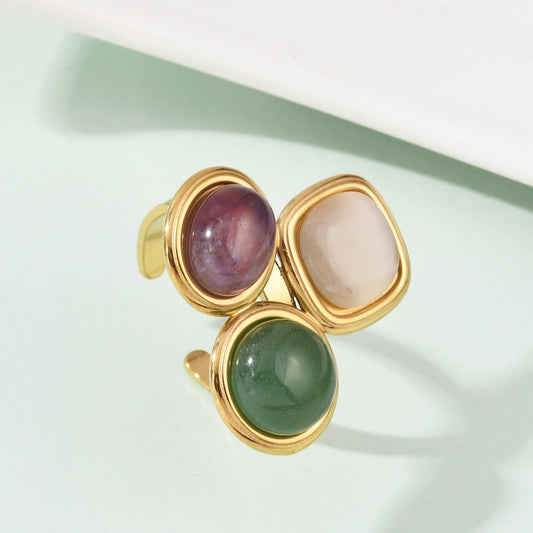 Bague Trio pierre acier inoxydable