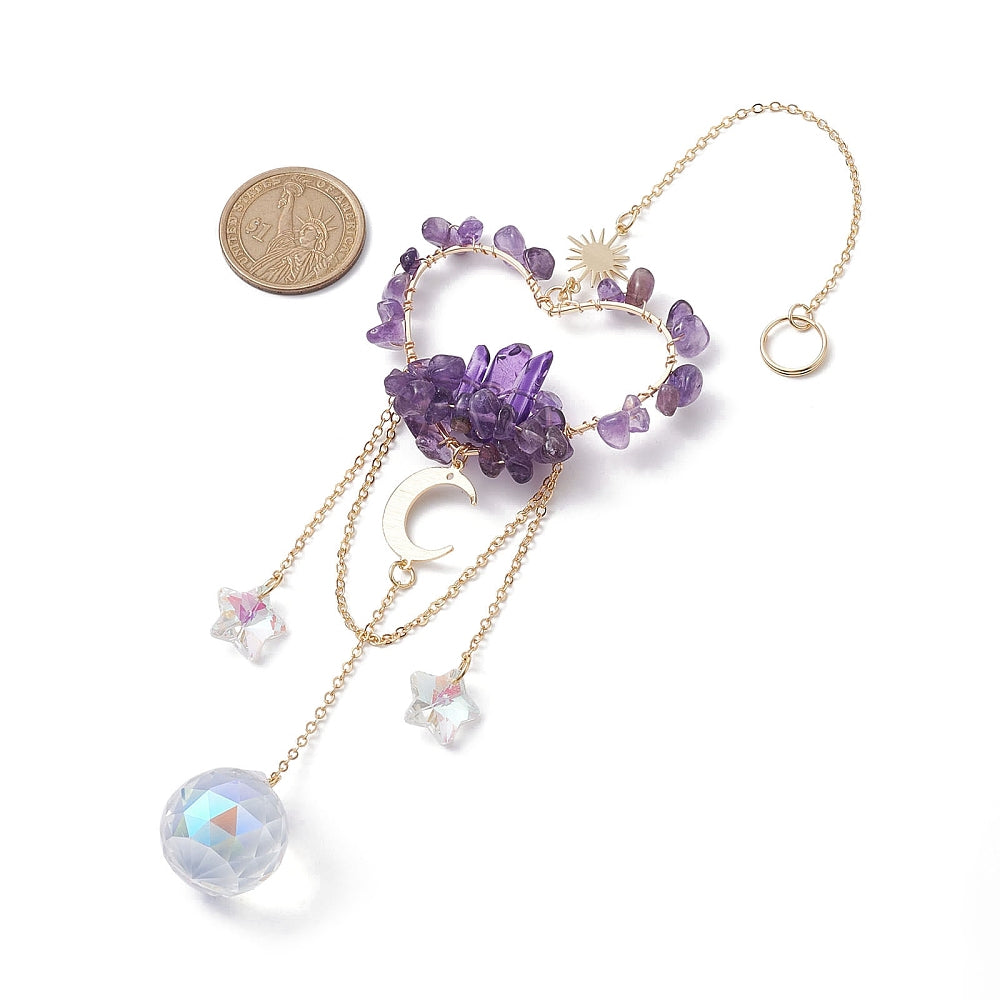 Attrape soleil cœur Améthyste