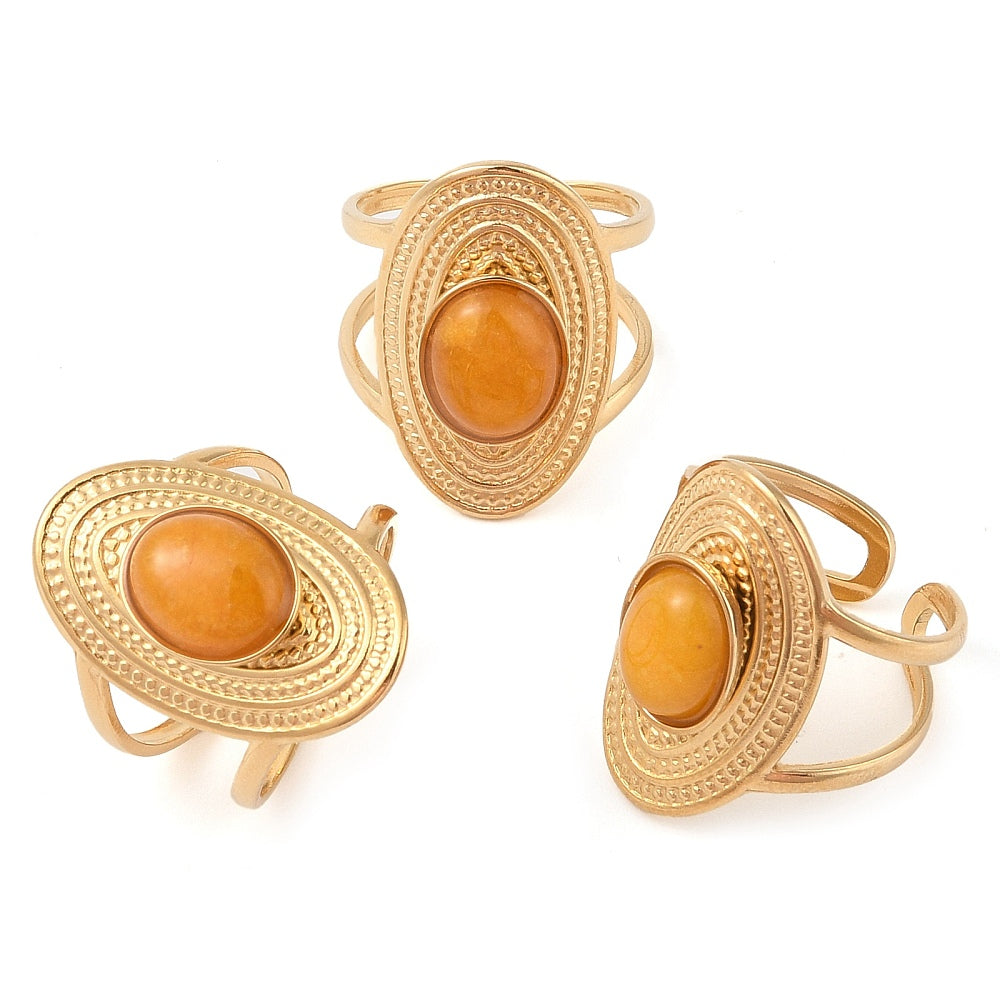 Bague plateau ovale jade jaune