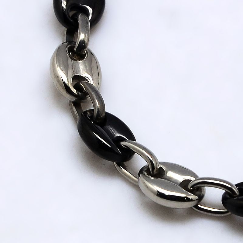 Collier grain de café noir et acier