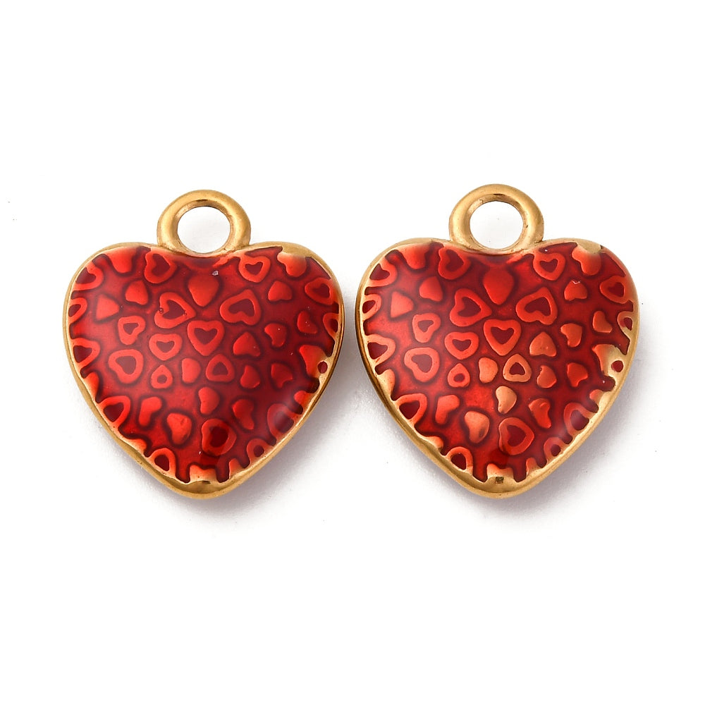 Charm coeur émaillé rouge