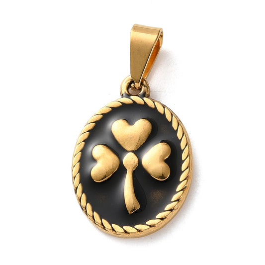 Charm émaillé - trèfle noir