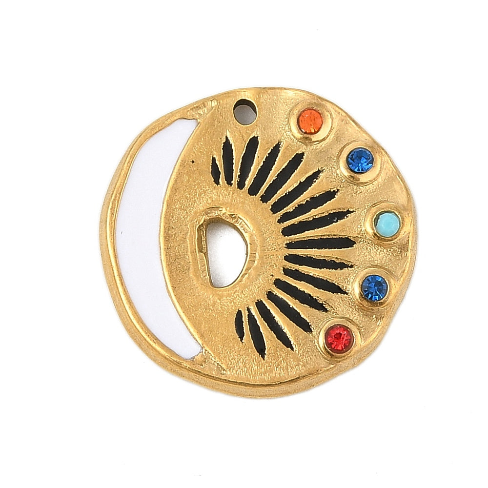 Charm - médaille lune et strass