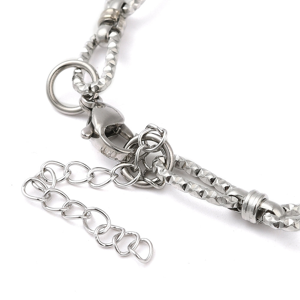 Collier acier inoxydable maille thrombone pailleté