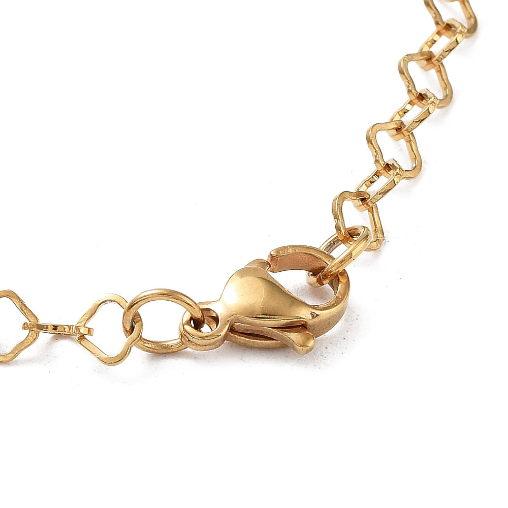 Collier acier inoxydable maille losange or