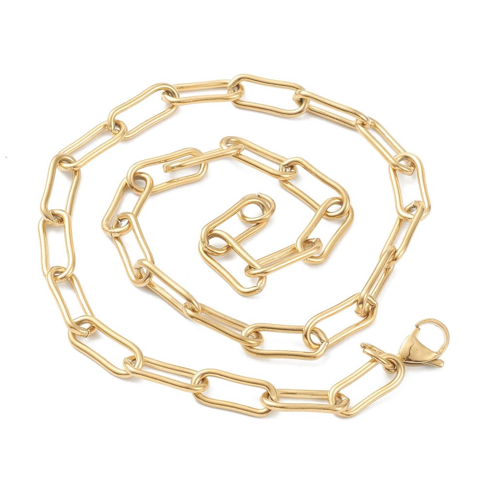 Collier acier inoxydable maille trombone 45 cm