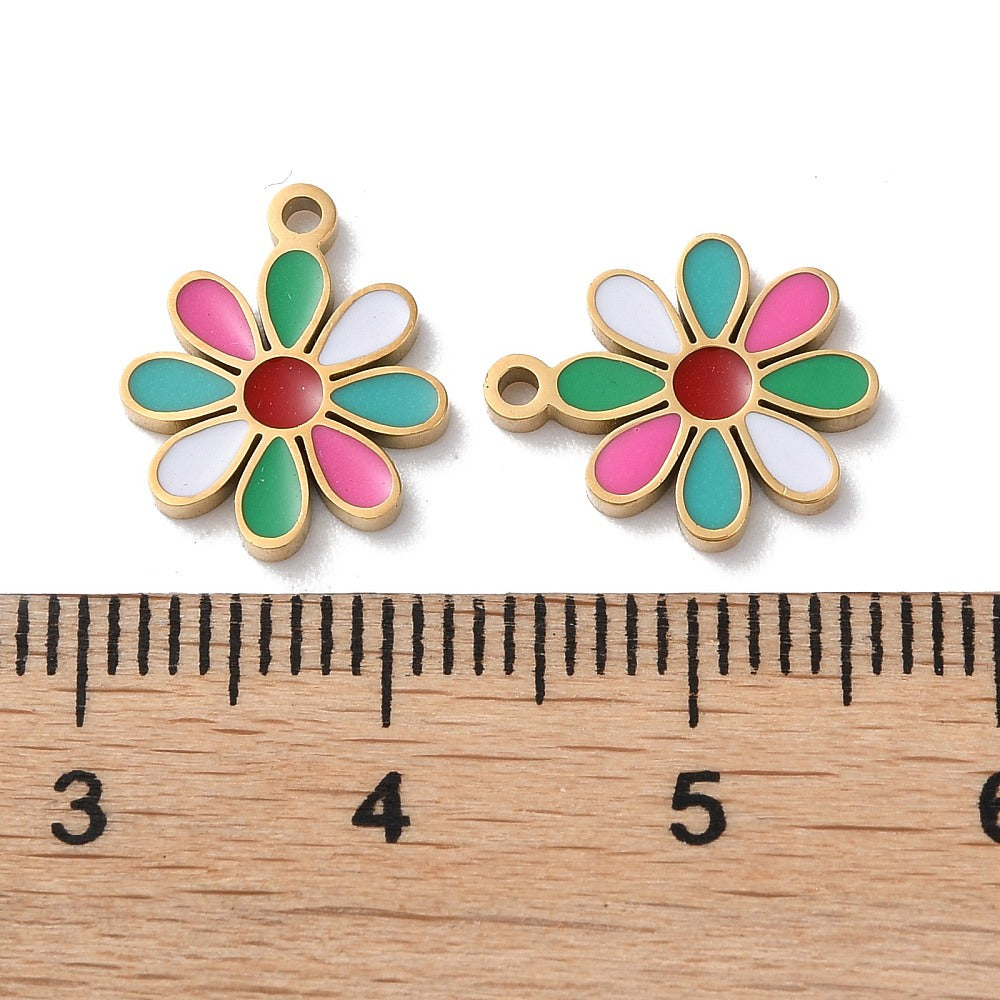 Charm émaillé - Fleur pétale multicolore