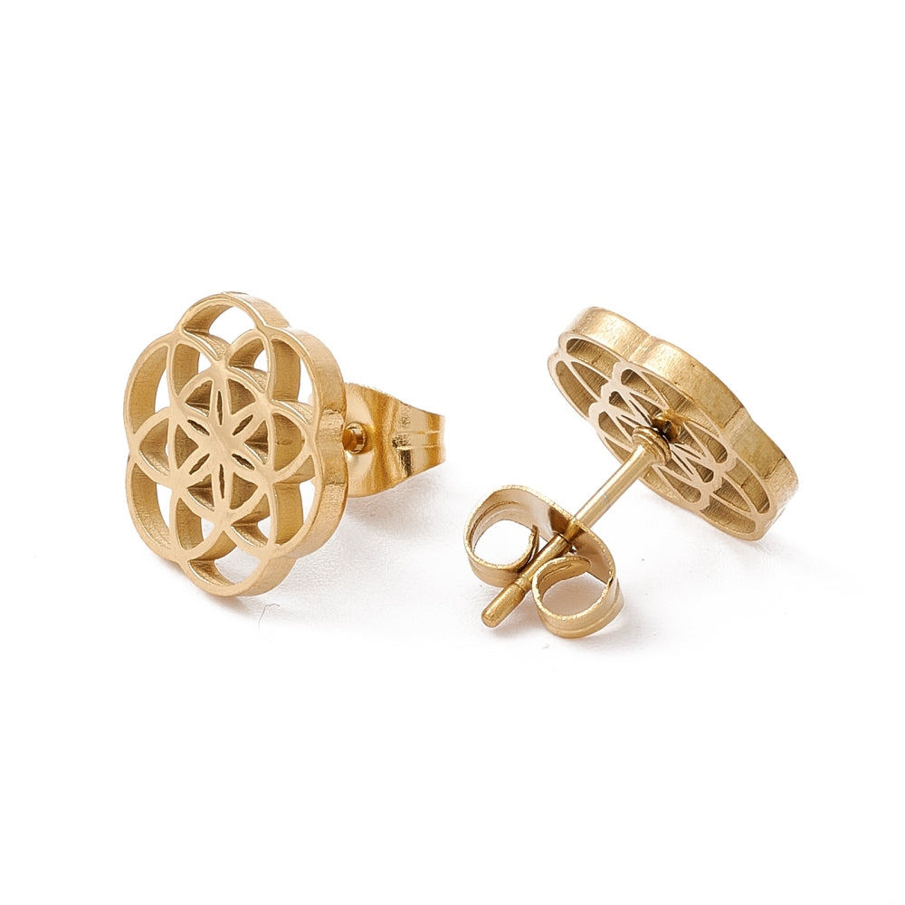 Clou d'oreille acier inoxydable graine de vie