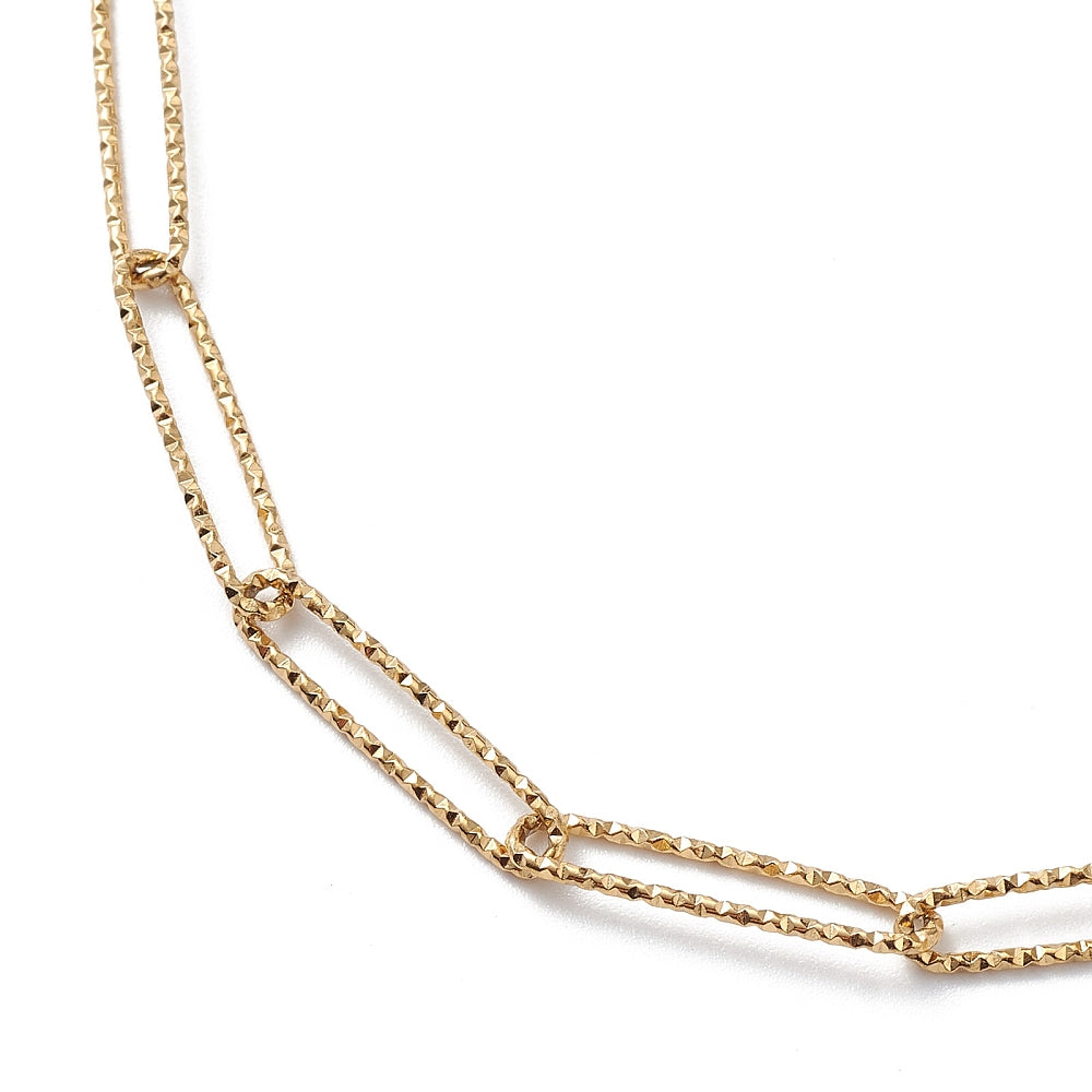 Collier acier inoxydable maille thrombone large pailletté