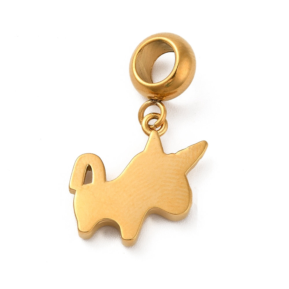 Charm émaillé - Licorne et strass rose