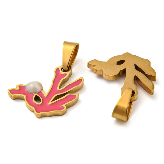 Charm émaillé - corail