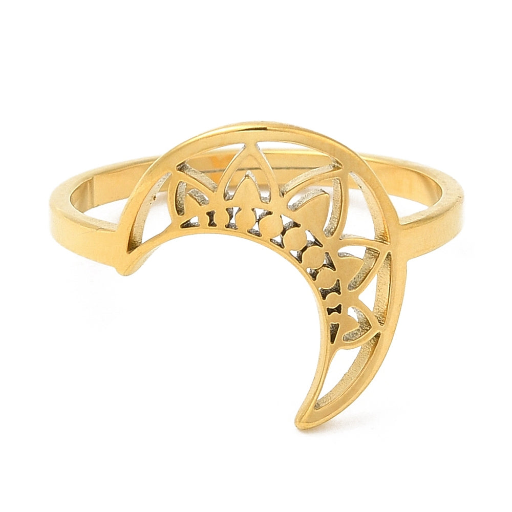 Lucia bague acier inoxydable or lune