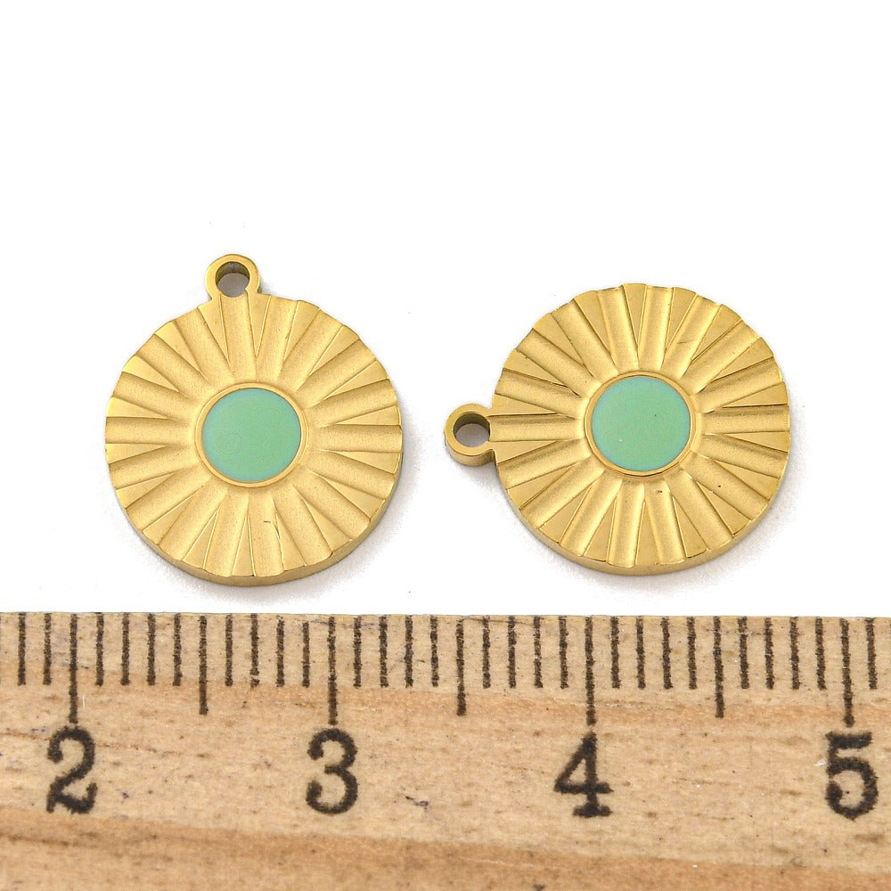 Charm émaillé - Médaille centre vert