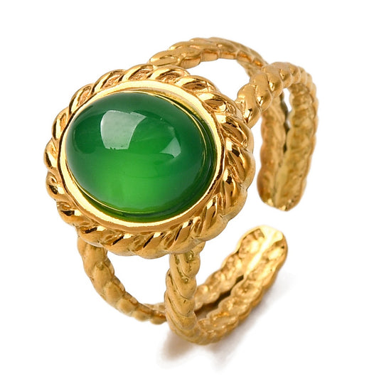 Bague onyx verte corolle
