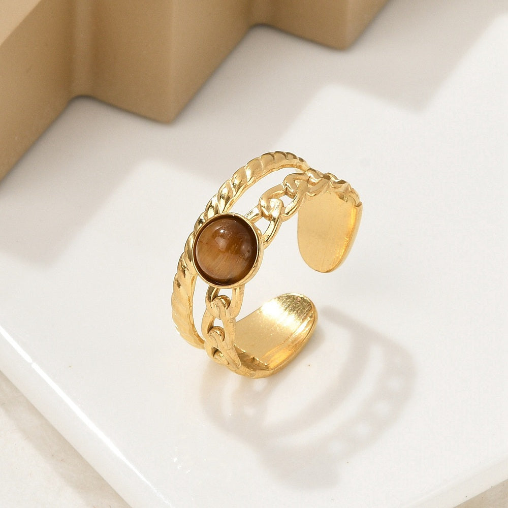 Bague manchette oeil de tigre modèle aléatoire