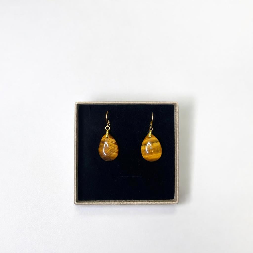 Boucle d'oreille œil de tigre goutte