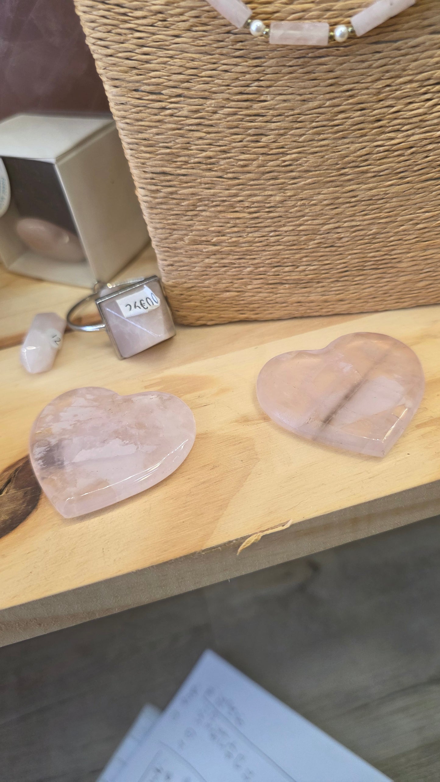 Quartz rose coeur plat