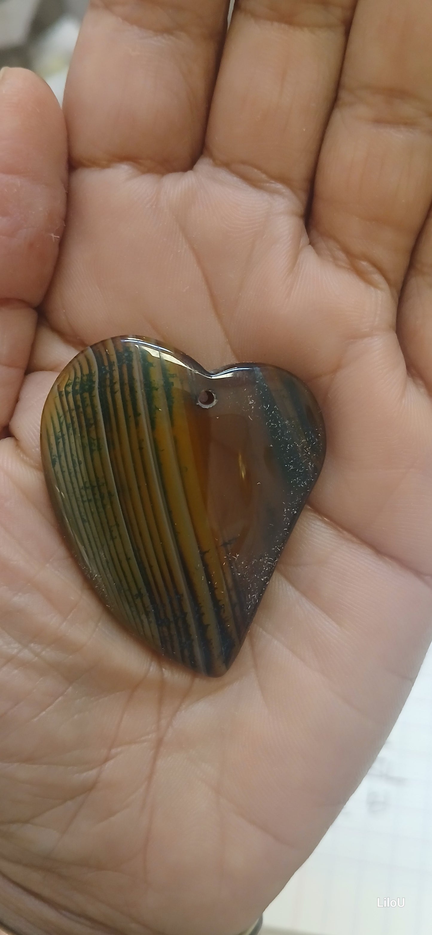 Pend agate forme coeur