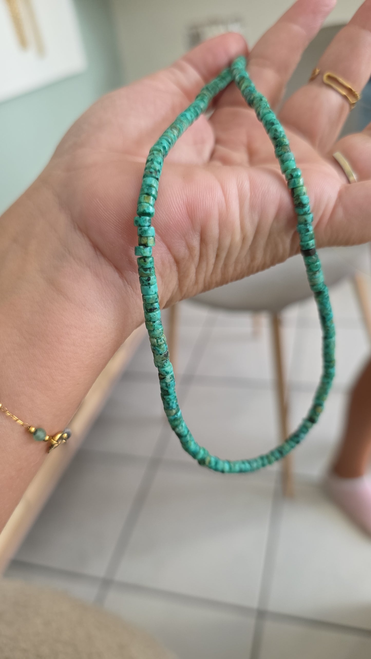 Collier turquoise et chainette