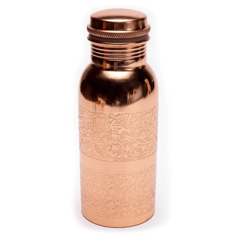 Gourde en cuivre motif floral gravé 500ML