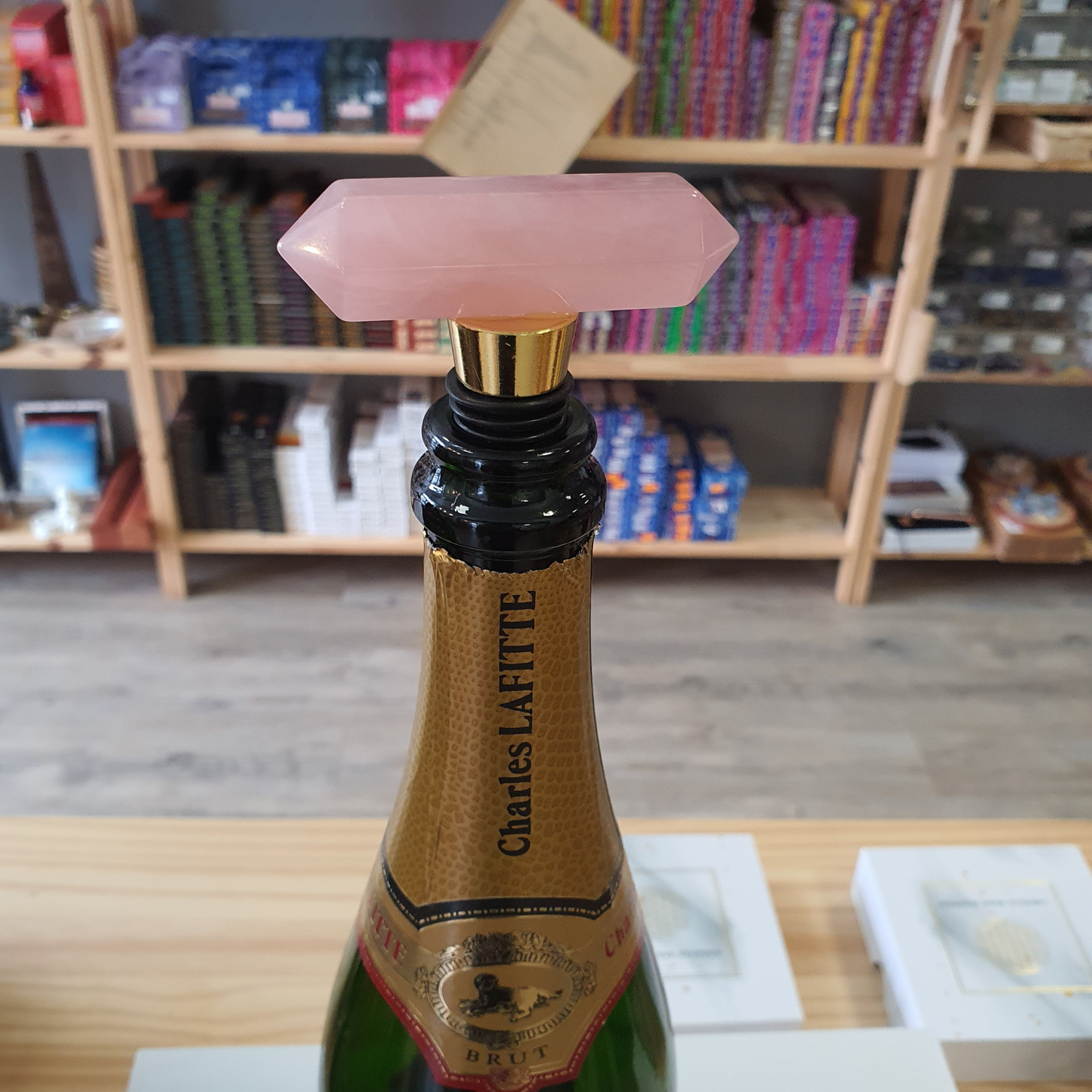 Bouchon de bouteille en quartz rose