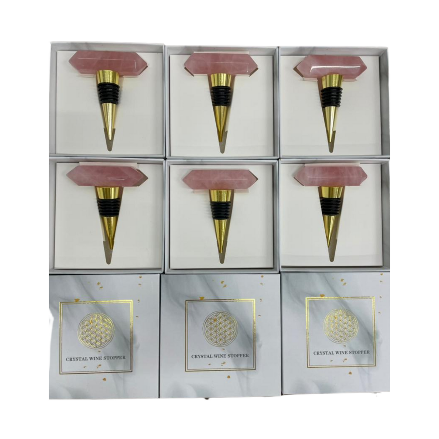 Bouchon de bouteille en quartz rose