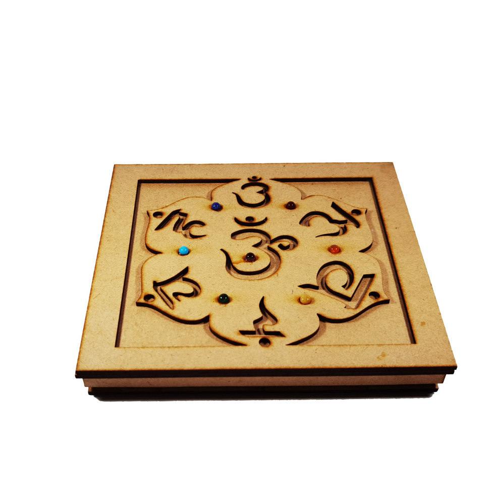 Coffret Ohm et Fleur de Vie avec pierres 7 chakras - Bijoux Zen Réunion