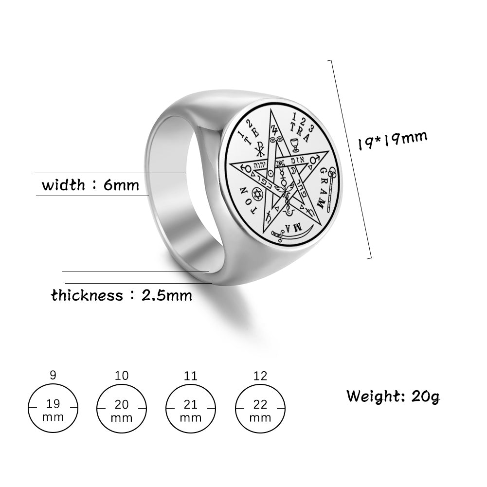 BAGUE HOMME PENTACLE TETRAGRAMMATON : PROTECTION