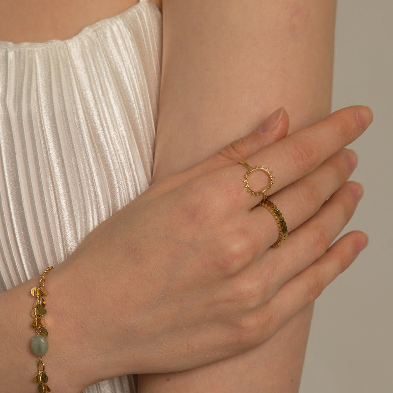 SUN BAGUE ACIER OR MINIMALISTE FINE