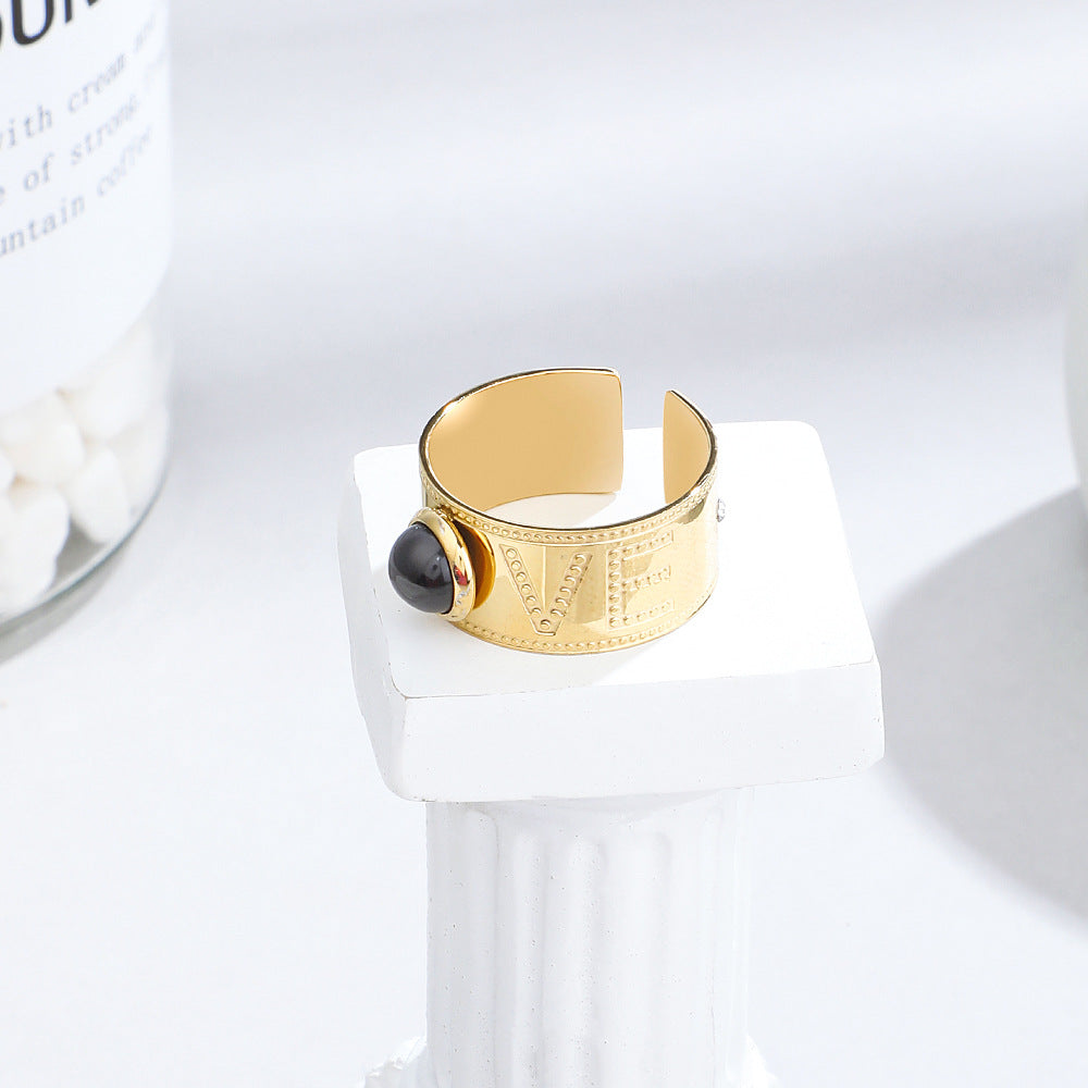 LOVE BAGUE LARGE PIERRE QUARTZ ROSE