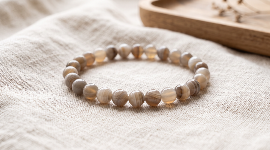 Bracelet en agate naturelle 6 mm – La Palette à Bijoux
