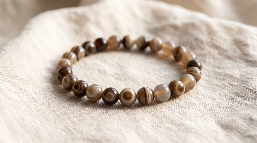 Bracelet en agate œil naturelle 6 mm – La Palette à Bijoux
