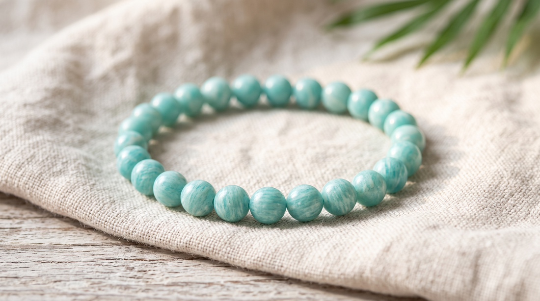 Bracelet en amazonite naturelle perles 6 mm fait main à La Réunion – La Palette à Bijoux