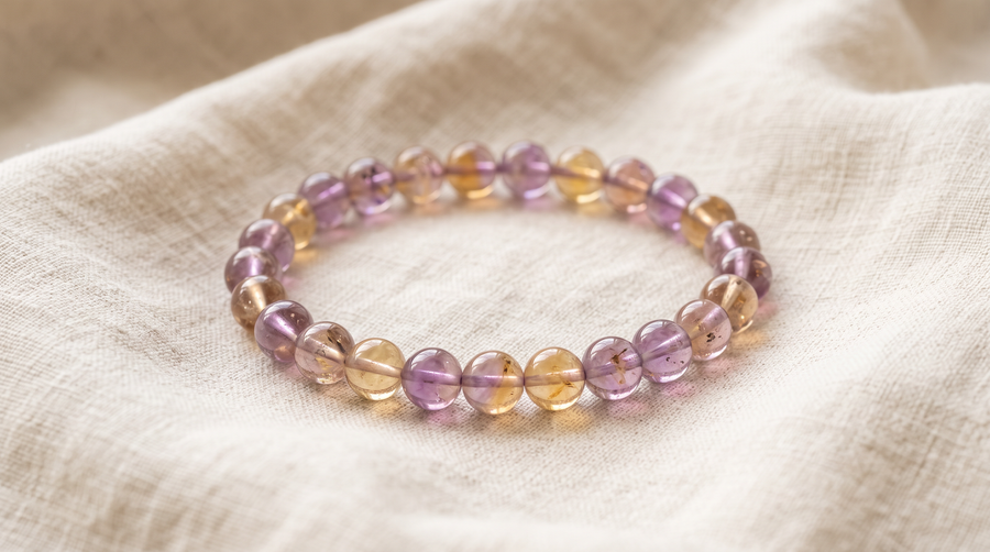 Bracelet en amétrine naturelle 6 mm – La Palette à Bijoux