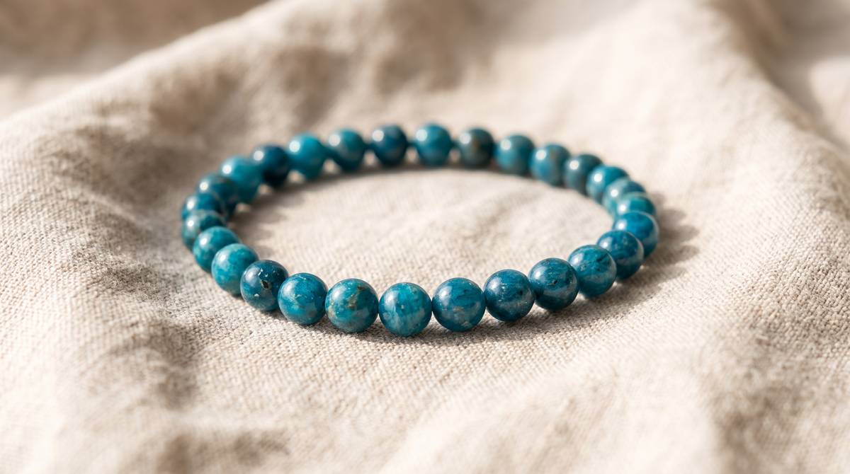 Bracelet en apatite bleue naturelle 6 mm – La Palette à Bijoux