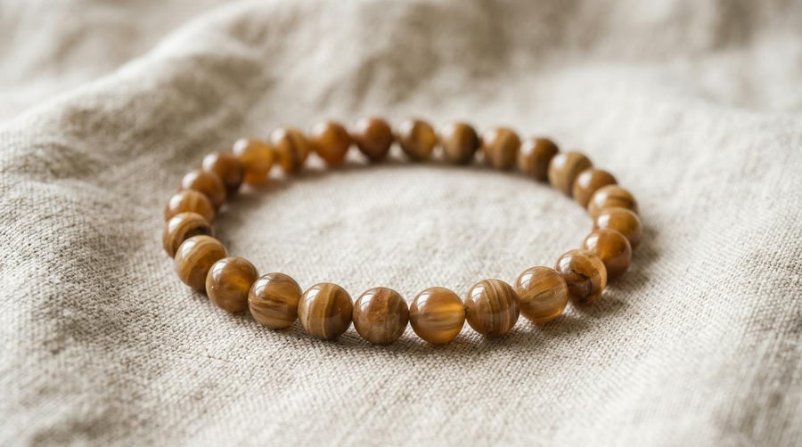 Bracelet en aragonite naturelle 6 mm – La Palette à Bijoux