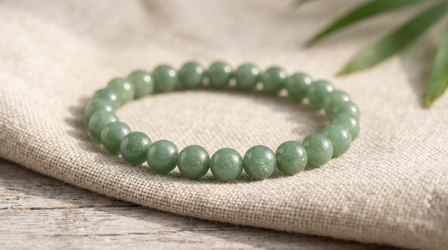 Bracelet en aventurine verte naturelle perles 6 mm fait main à La Réunion – La Palette à Bijoux