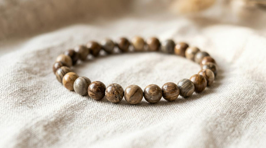 Bracelet en bois fossilisé 6 mm – La Palette à Bijoux