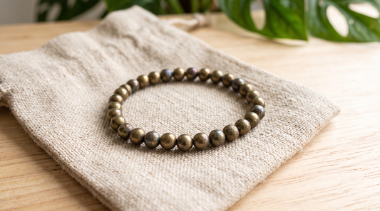 Bracelet en chalcopyrite naturelle 6 mm – La Palette à Bijoux