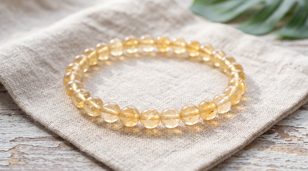 Bracelet en citrine naturelle perles 6 mm fait main à La Réunion – La Palette à Bijoux