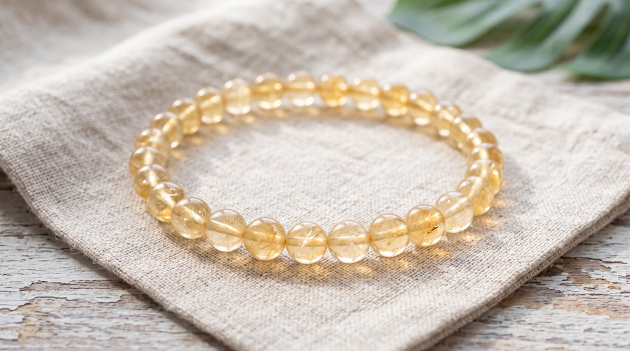 Bracelet en citrine naturelle perles 6 mm fait main à La Réunion – La Palette à Bijoux